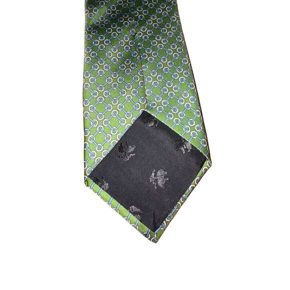 Brooks Brothers Lime Green Horse bit Print Handmade 100% Silk Neck Tie - Picture 4 of 5